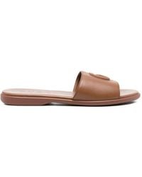 Gucci - Double G Leather Falt Sandals - Lyst