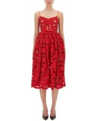 Self-Portrait - Bow Embroidered Midi' Dress - Lyst