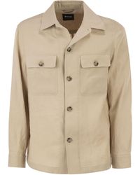 BOSS - Linen Shirt Jacket With Patch Pockets - Lyst