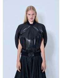 Balenciaga - Structured Leather Bomber Jacket - Lyst