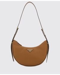 Prada - Leather Bag With Triangle Logo - Lyst