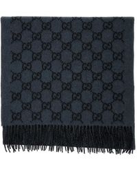 Gucci - Scarf With Fringed Hem And Gg Motif Jacquard - Lyst