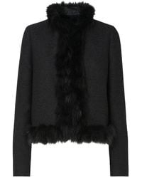 Fendi - Shearling Trim Wool Jacket - Lyst