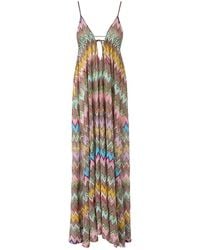 Missoni - Zig-Zag Motif V-Neck And Open Back Long Dress - Lyst