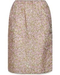 Prada - Alabaster Printed Nylon Midi Skirt - Lyst