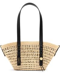 Loewe - X Paula's Ibiza Small Woven Basket Made Of Iraca Palm And Calfskin - Lyst