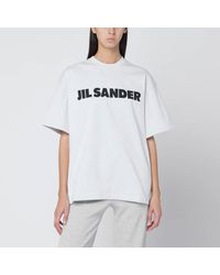 Jil Sander - Cotton T-Shirt With Bold Logo And Classic Cut - Lyst