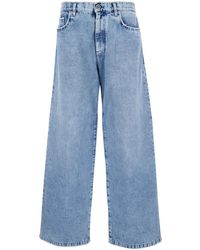 Versace - Light Five Pocket Jeans With Logo Patch - Lyst