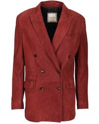 Tagliatore - Josie Double-Breasted Lambskin Suede Blazer - Lyst