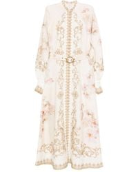 Zimmermann - Baroque-Inspired Midi Dress With Voluminous Sleeves - Lyst