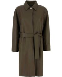 Fendi - Mud Leather Coat - Lyst