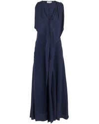 Victoria Beckham - Sleeveless Draped V-Neck Midi Dress - Lyst