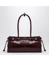 Prada - Medium Burgundy Leather Bonnie Handbag - Lyst