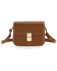 A.P.C. - 'Grance' Small Crossbody Bag Wirh Embossed Logo Lettering On The Front And Adjustable Shoulder Strap - Lyst