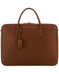 Saint Laurent - Caramel Leather Briefcase - Lyst