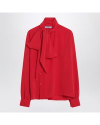 Prada - Silk Blouse With Scarf - Lyst