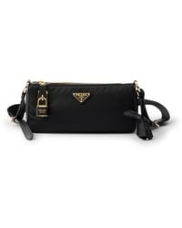 Prada - Small Re-Nylon And Leather Shoulder Bag With Padlock - Lyst