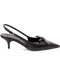 Miu Miu - Leather Slingback Pumps With Bow - Lyst