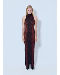 Jean Paul Gaultier - Mesh High Neck Python Printed Long Dress - Lyst