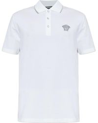 Versace - Classic Cotton Polo Shirt With Embroidered Emblem - Lyst