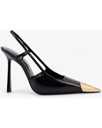 Saint Laurent - Jeanne Leather Pumps With Metal Toe - Lyst