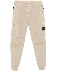 Stone Island - Tapered Fit Cotton Cargo Pants With Elasticated Waistband - Lyst