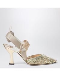 Fendi - Nude Mesh And Light Crystal Colibrã¬ Slingbacks - Lyst