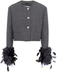 Prada - Cropped Jacket With Feather - Lyst