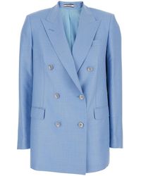 Tagliatore - 'Jasmine' Light Double-Breasted Jacket With Peak Revers And Jewel Buttons - Lyst