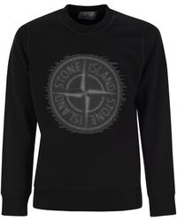 Stone Island - Crew Neck Sweatshirt With Optical Three - Lyst