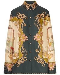 Zimmermann - Printed Satin Shirt With A Scarf Motif - Lyst