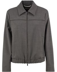 Peserico - Stretch Wool Blend Bomber Jacket - Lyst