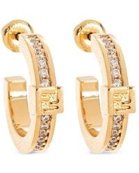 Fendi - Forever Metal And Crystal Hoop Earrings - Lyst
