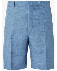 ハーフ・ショートパンツ Fendi Ff Jacquard Light Blue Linen Bermuda Shorts Fendi Ff Jacquard Light Linen Bermuda Shorts in Natural for