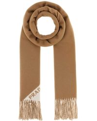 Prada - Camel Cashmere Scarf - Lyst