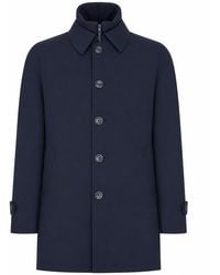 Herno - Waterproof Technical Fabric Coat With Buttons And A High Collar - Lyst