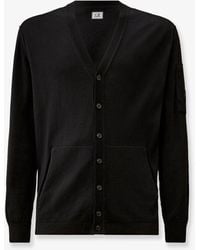 C.P. Company - C.P.Company Cotton Cardigan With Logo Detail - Lyst