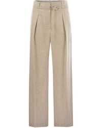 Brunello Cucinelli - Virgin Wool And Cashmere Trousers With Necklace - Lyst