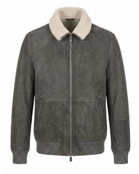 Brunello Cucinelli - Suede Curly Shearling Bomber Jacket - Lyst