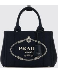 Prada - Printed Logo Canvas Jardinière Bag - Lyst