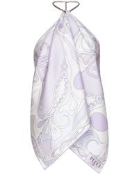 PUCCI - Orchidee Print Silk Chain Top - Lyst