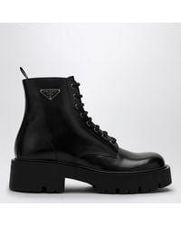 Prada - Brushed Leather Ankle Boot - Lyst