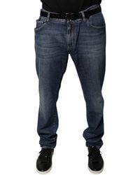 Dolce & Gabbana - Dark Cotton Logo Skinny Denim Jeans - Lyst