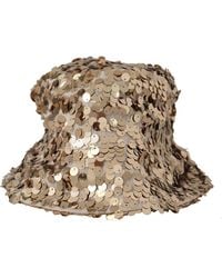 Dolce & Gabbana - Silk Sequin Embellished Designer Brim Bucket Hat Polyester - Lyst