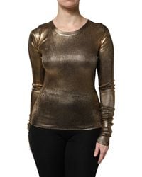 Dolce & Gabbana - Metallic Ribbed Knit Long Sleeve - Lyst