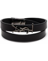 Saint Laurent Leather Bracelet - Black