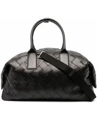 Bottega Veneta Leather Travel Bag - Black