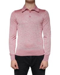 Dolce & Gabbana - Polyester Long Sleeve Polo T-Shirt - Lyst