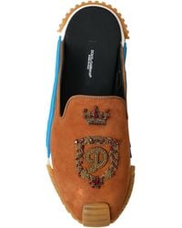 Dolce & Gabbana - Suede Crown Logo Ns1 Slides Sandals Cotton - Lyst