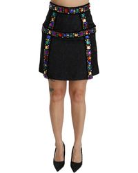 Dolce & Gabbana - Crystal Embellished High Waist Skirt - Lyst